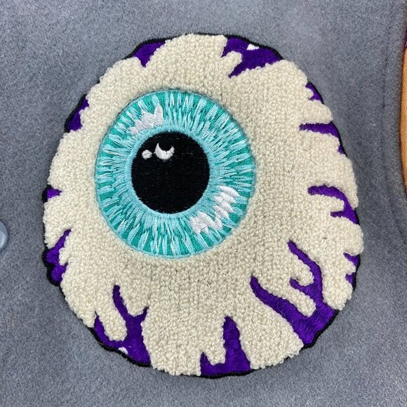 Vintage MISHKA MNWKA Varsity Jacket Men Small S Gray Eyeball - Defects - Stains - Picture 3 of 16